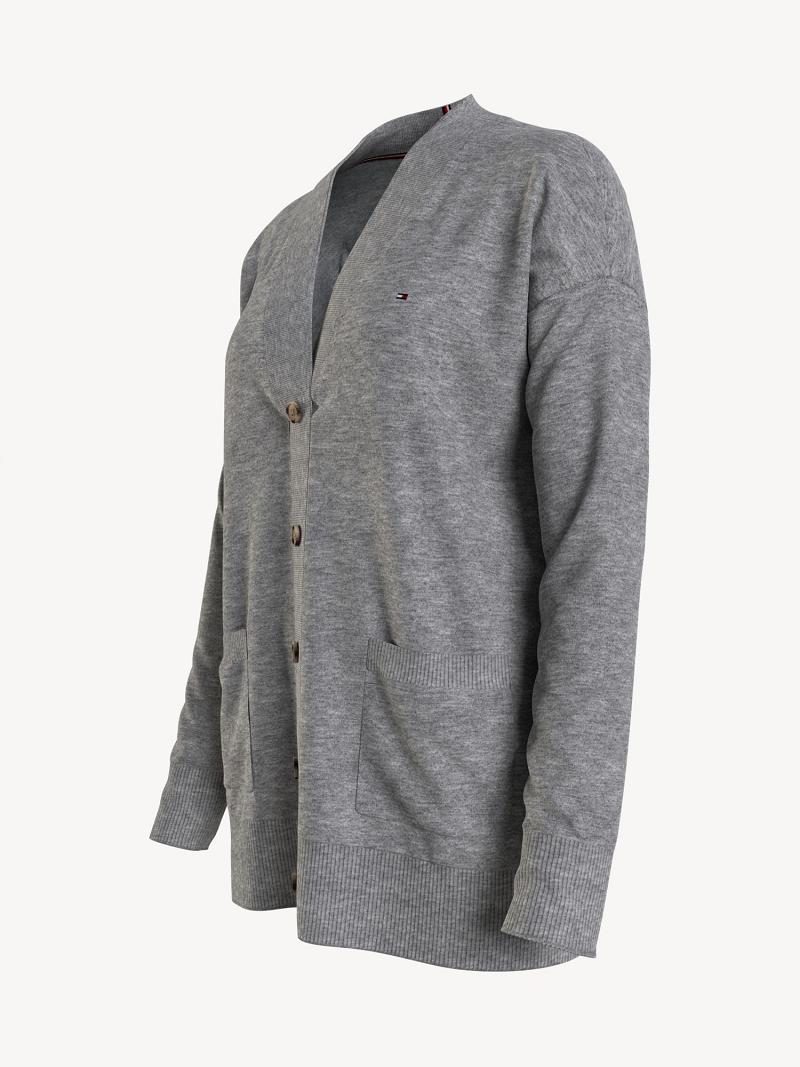 Női Tommy Hilfiger Essential Solid Cardigan Pulóverek Szürke | HU 350QMA